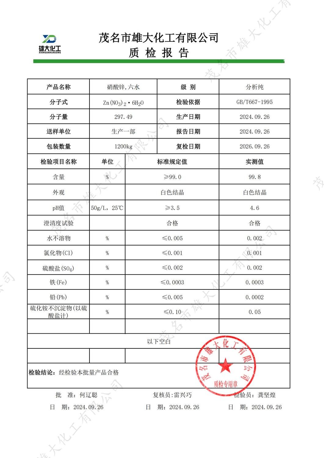 AR硝酸锌，六水 质检报告（雄大）_00.jpg